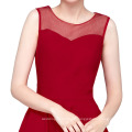 Kate Kasin Mujeres Contraste Muñeca Collar Vino Rojo Short Mangas Flare Vestido KK000391-2